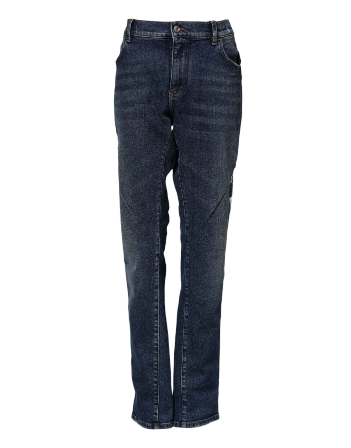 Dolce & Gabbana Blue Cotton Mid Waisted Straight Denim Jeans