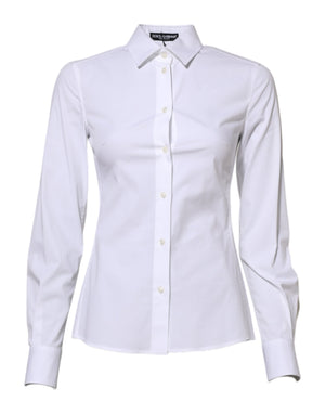 Dolce & Gabbana White Cotton Long Sleeves Collared Shirt Top