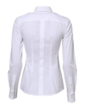 Dolce & Gabbana White Cotton Long Sleeves Collared Shirt Top