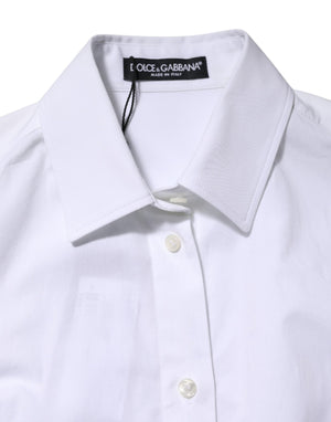 Dolce & Gabbana White Cotton Long Sleeves Collared Shirt Top