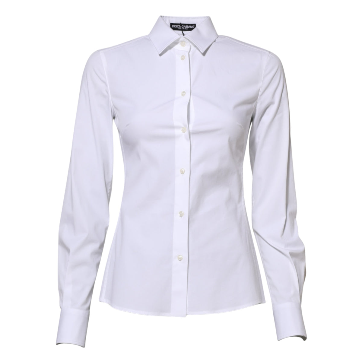 Dolce & Gabbana White Cotton Long Sleeves Collared Shirt Top