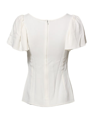Dolce & Gabbana White Round Neck Short Sleeves Blouse Top