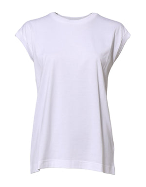Dolce & Gabbana White Cotton Sleeveless Women Tank T-shirt