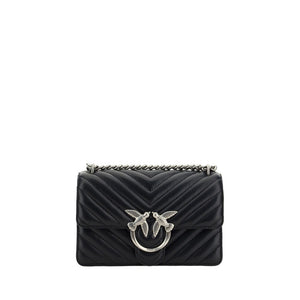 PINKO Black Calf Leather Bos Taurus Shoulder Bag
