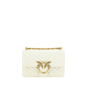 PINKO White Calf Leather Bos Taurus Shoulder Bag