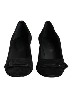 DEL CARLO Black Suede Leather Slip On High Heels Pump Shoes