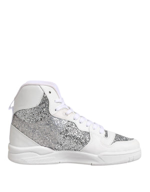 Chiara Ferragni White Silver High Top Women Sneakers Shoes