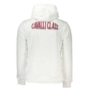 Cavalli Class White Cotton Men's Hooded Sweater