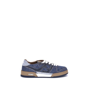Fendi Blue Cotton Low Top Sneakers