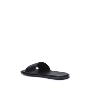 Fendi Black Calf Leather Bos Taurus Flat Sandals