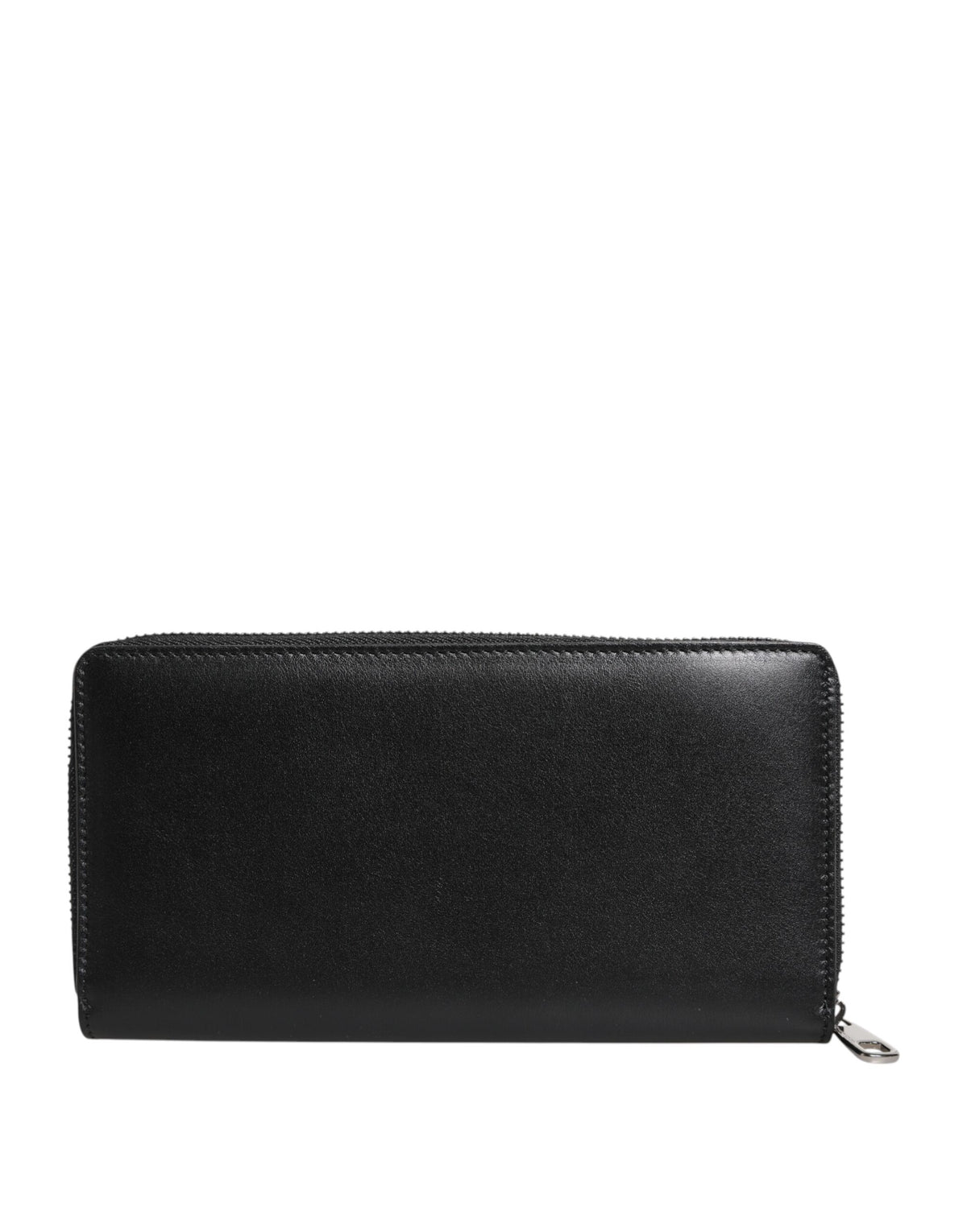 Dolce & Gabbana Black Leather Logo Plaque Zip Around Continental Wallet