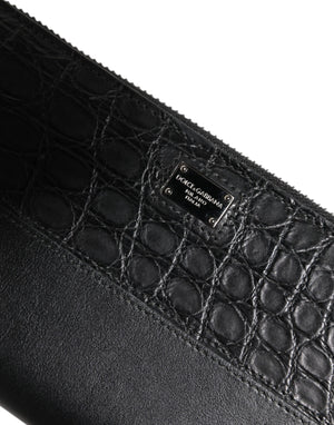 Dolce & Gabbana Black Leather Logo Plaque Zip Around Continental Wallet