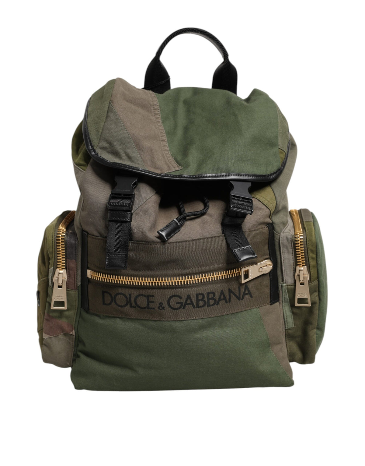 Dolce & Gabbana Military Green Patchwork Rucksack Backpack Bag