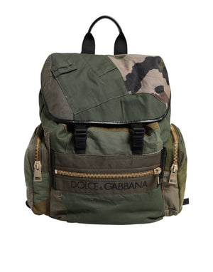 Dolce & Gabbana Military Green Patchwork Rucksack Backpack Bag