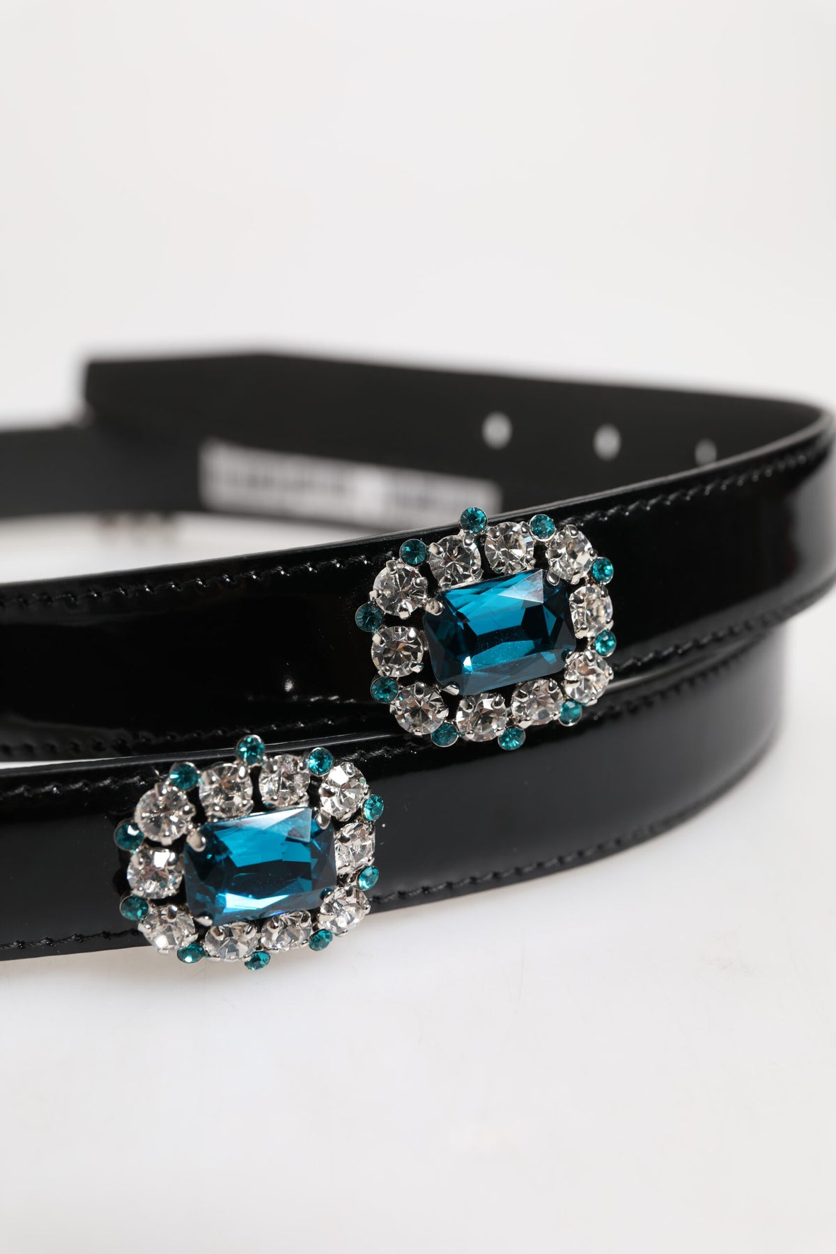 Dolce & Gabbana Black Embellished Metal Logo Buckle Belt