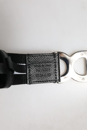 Dolce & Gabbana Black Cotton Metal DG Logo Gold Buckle Belt