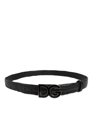 Dolce & Gabbana Black Classic Leather DG Logo Buckle Belt