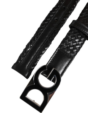 Dolce & Gabbana Black Classic Leather DG Logo Buckle Belt