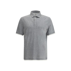 Brunello Cucinelli Gray Cotton Polo Shirt
