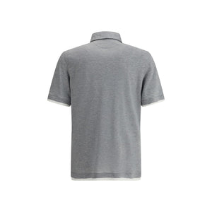 Brunello Cucinelli Gray Cotton Polo Shirt