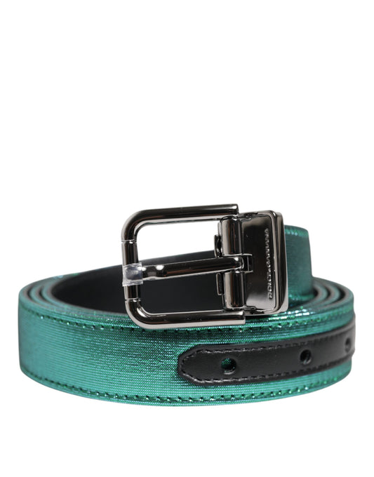 Dolce & Gabbana Green Black Polyester Metal Buckle Belt