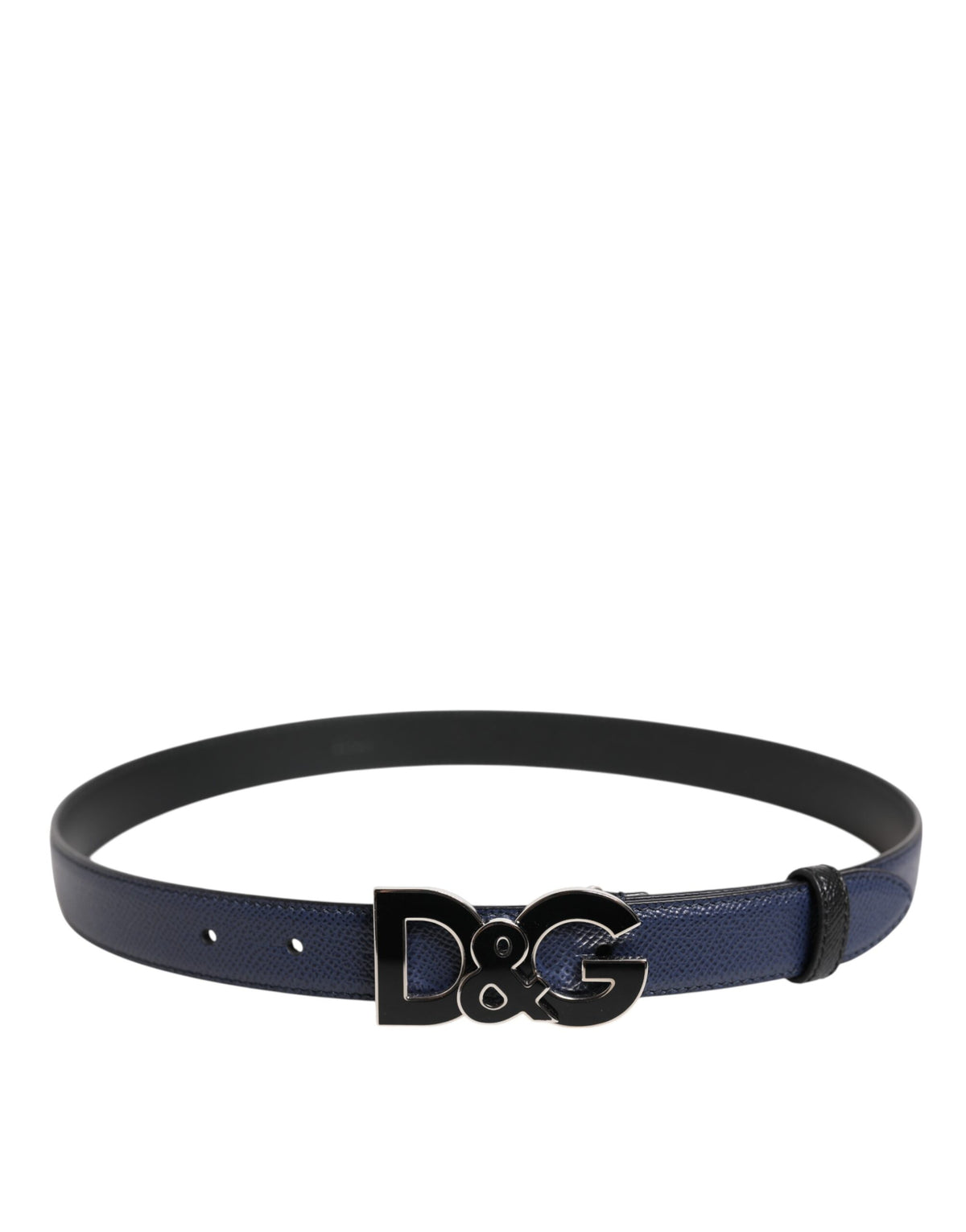 Dolce & Gabbana Blue Leather Classic Metal DG Logo Buckle Belt