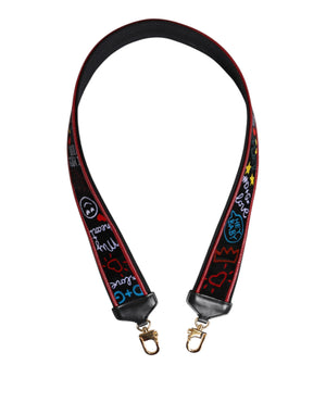 Dolce & Gabbana Black Cotton Printed Women Bag Accessory Shoulder Strap