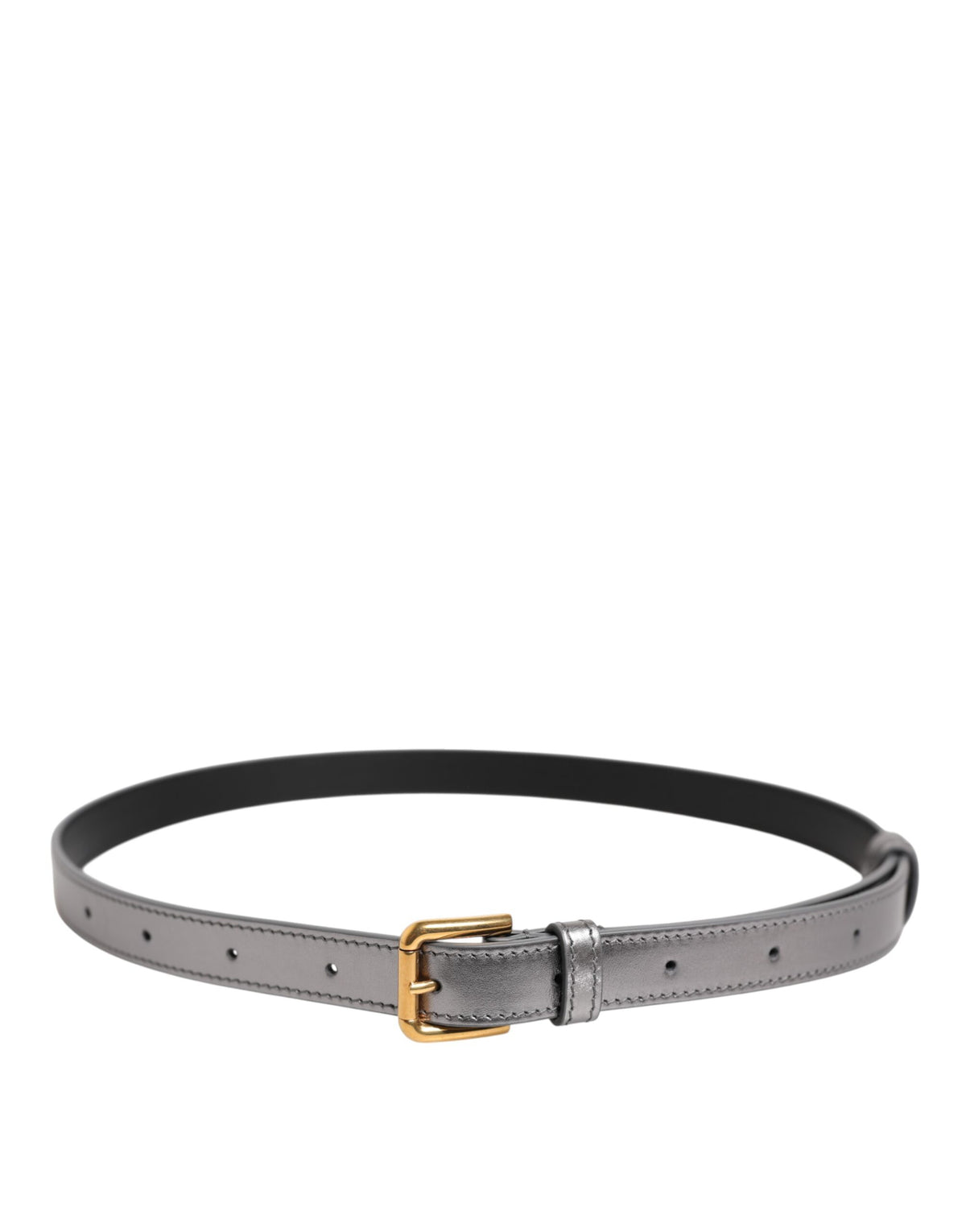 Dolce & Gabbana Silver Logo Engraved Metal Waist Buckle Belt