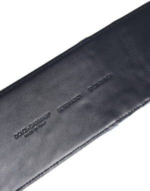 Dolce & Gabbana Two Tone Blue Denim Gold Metal Buckle Belt