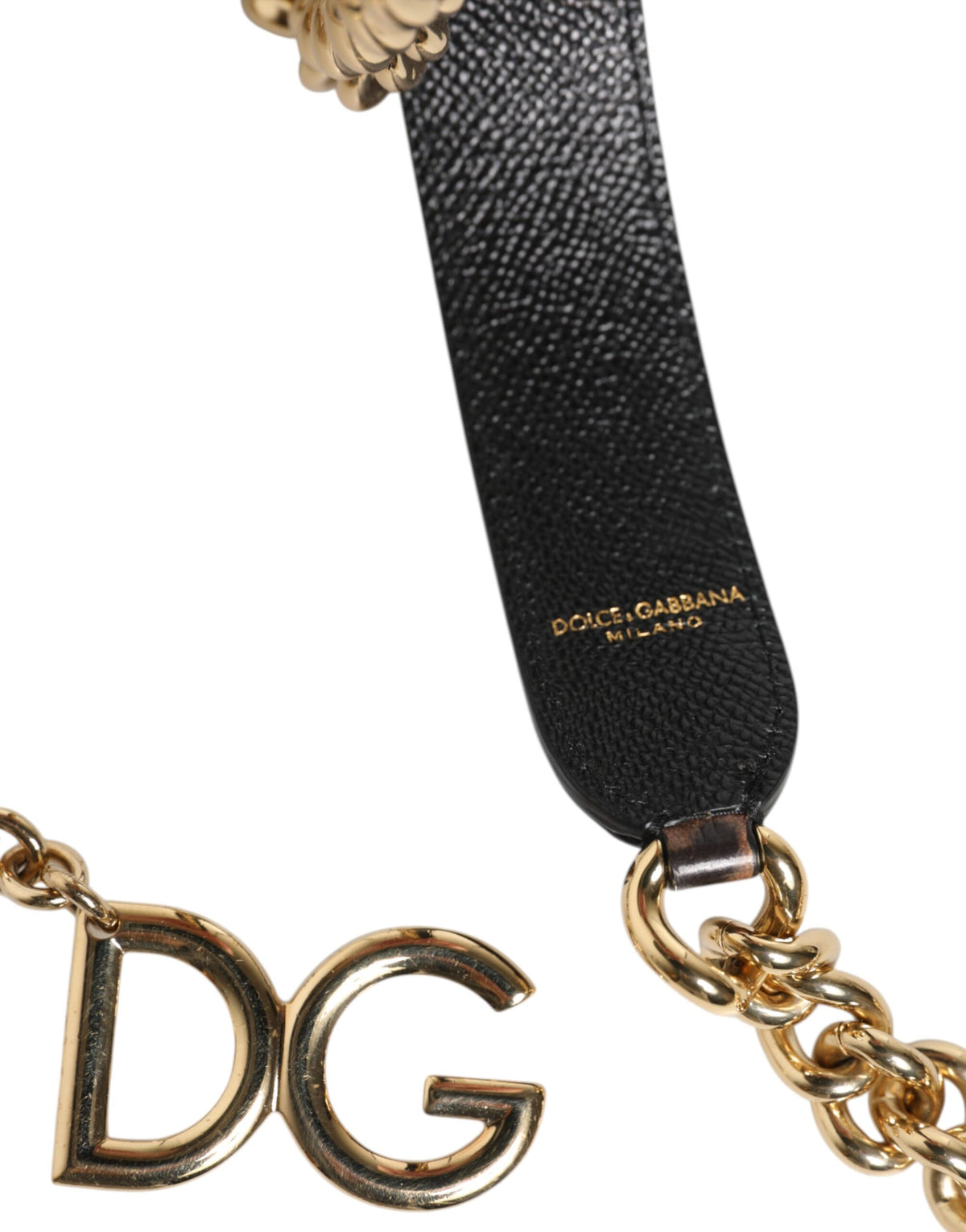 Dolce & Gabbana Brown Leopard Gold Brass Chain Accessory Shoulder Strap