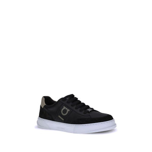 Ferragamo Black Calf Leather Bos Taurus Low Top Sneakers