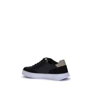 Ferragamo Black Calf Leather Bos Taurus Low Top Sneakers
