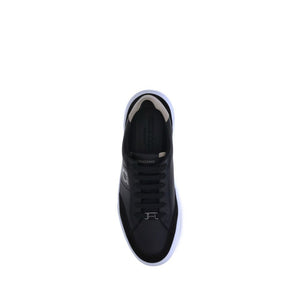 Ferragamo Black Calf Leather Bos Taurus Low Top Sneakers