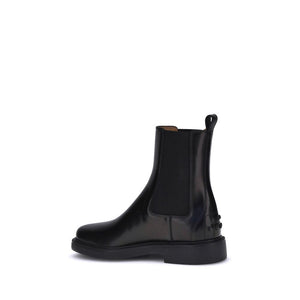 Tod's Black Calf Leather Bos Taurus Chelsea Boots