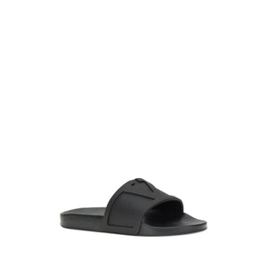 Valentino Garavani Black Rubber Flat Sandals