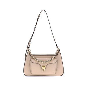 Coccinelle Beige Calf Leather Bos Taurus Shoulder Bag