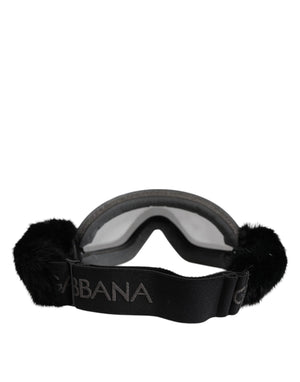 Dolce & Gabbana Black Bi0759 Lace Mirrored Ski Goggles Mask Sunglasses