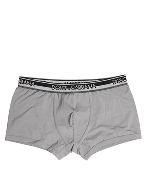 Dolce & Gabbana Gray Cotton Stretch Regular Boxer Underwear
