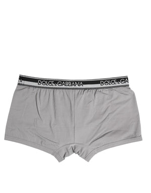 Dolce & Gabbana Gray Cotton Stretch Regular Boxer Underwear