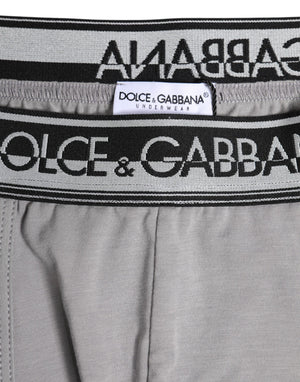 Dolce & Gabbana Gray Cotton Stretch Regular Boxer Underwear