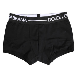 Dolce & Gabbana Black Cotton Stretch Regular Boxer Underwear