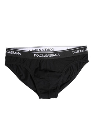 Dolce & Gabbana Black Cotton Stretch Regular Brief Underwear