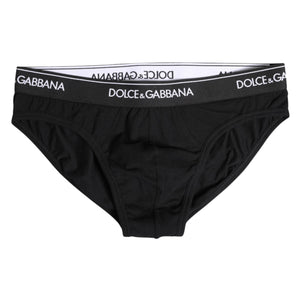 Dolce & Gabbana Black Cotton Stretch Regular Brief Underwear