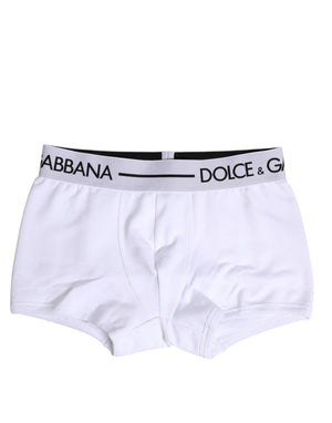 Dolce & Gabbana White Cotton Stretch Regular Boxer Underwear