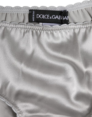 Dolce & Gabbana Gray Silk Stretch Bottom Low Waist Panty Underwear