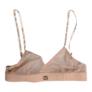 Dolce & Gabbana Powder Pink Nylon DG Logo Non Wire Bra Underwear