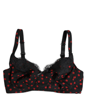 Dolce & Gabbana Black Red Polka Dot Underwired Balconette Underwear