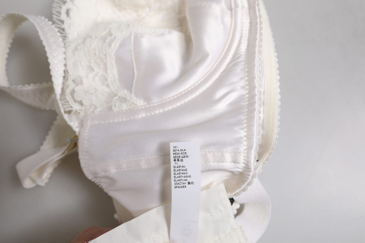 Dolce & Gabbana White Silk Underwired Balconette Bra Underwear