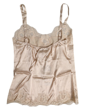 Dolce & Gabbana Beige Lace Silk Satin Tank Lingerie Underwear