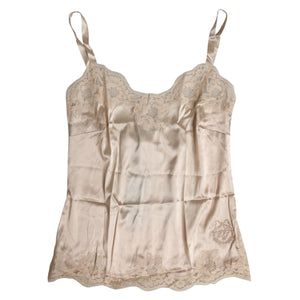 Dolce & Gabbana Beige Lace Silk Satin Tank Lingerie Underwear